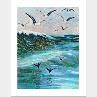 white gulls with swallows Posters and Art